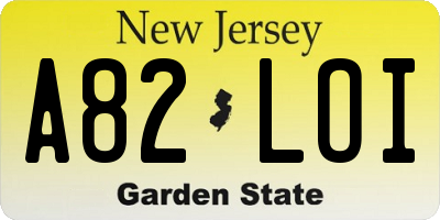 NJ license plate A82LOI