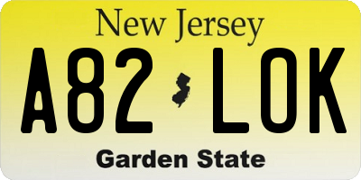 NJ license plate A82LOK