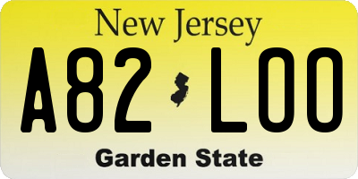 NJ license plate A82LOO