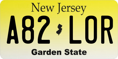 NJ license plate A82LOR