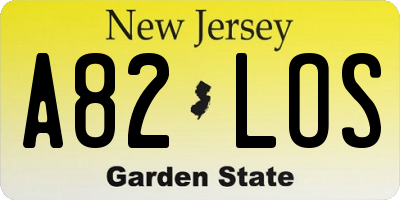 NJ license plate A82LOS