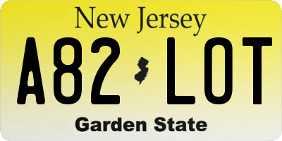 NJ license plate A82LOT