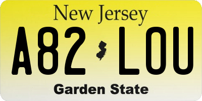 NJ license plate A82LOU