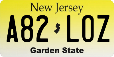 NJ license plate A82LOZ