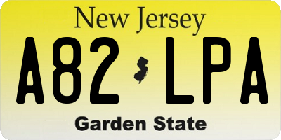 NJ license plate A82LPA