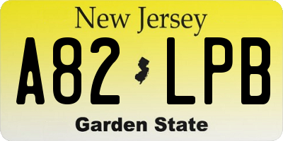 NJ license plate A82LPB