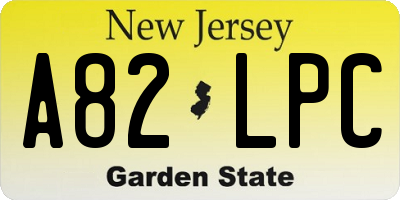 NJ license plate A82LPC