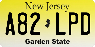 NJ license plate A82LPD