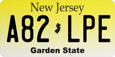 NJ license plate A82LPE