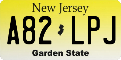NJ license plate A82LPJ