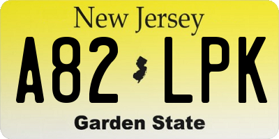 NJ license plate A82LPK