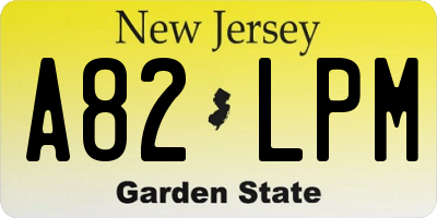 NJ license plate A82LPM