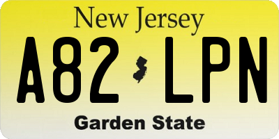 NJ license plate A82LPN