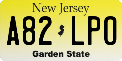 NJ license plate A82LPO