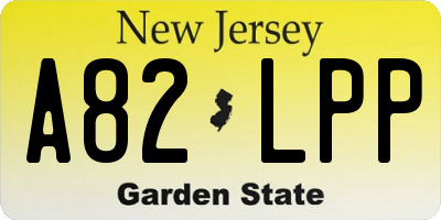 NJ license plate A82LPP