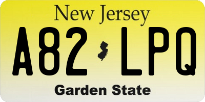 NJ license plate A82LPQ