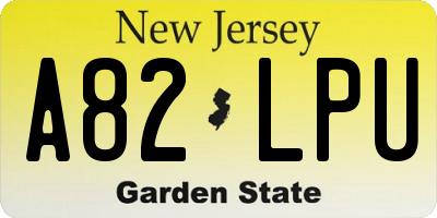 NJ license plate A82LPU