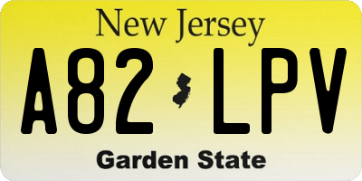 NJ license plate A82LPV