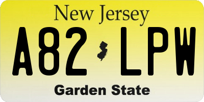 NJ license plate A82LPW