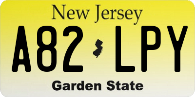 NJ license plate A82LPY