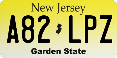 NJ license plate A82LPZ