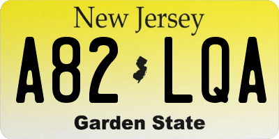NJ license plate A82LQA
