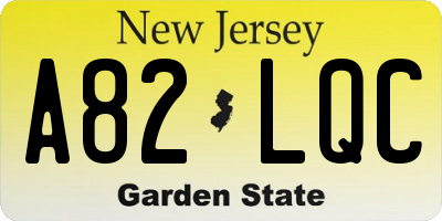 NJ license plate A82LQC