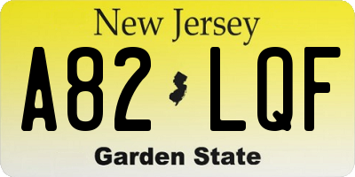 NJ license plate A82LQF