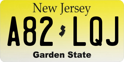NJ license plate A82LQJ