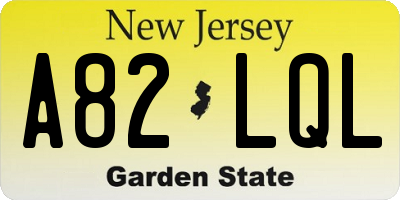 NJ license plate A82LQL