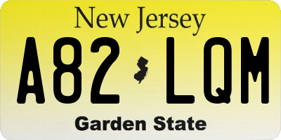 NJ license plate A82LQM