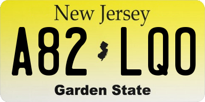 NJ license plate A82LQO