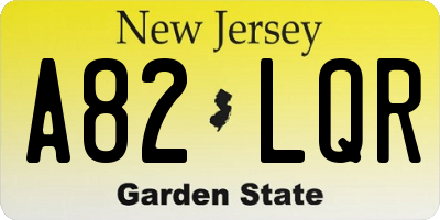 NJ license plate A82LQR