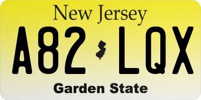 NJ license plate A82LQX