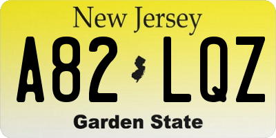 NJ license plate A82LQZ