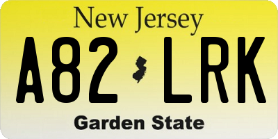 NJ license plate A82LRK