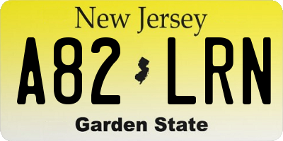 NJ license plate A82LRN