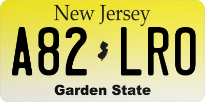 NJ license plate A82LRO