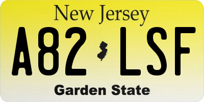 NJ license plate A82LSF