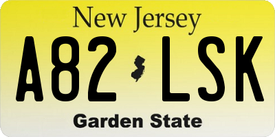 NJ license plate A82LSK