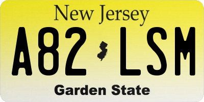 NJ license plate A82LSM