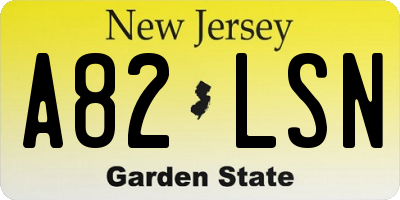 NJ license plate A82LSN
