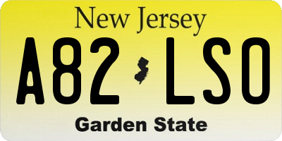 NJ license plate A82LSO