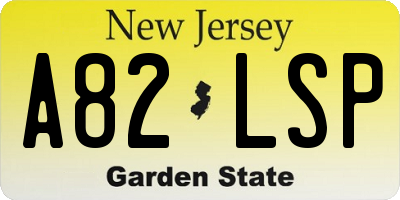 NJ license plate A82LSP