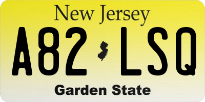 NJ license plate A82LSQ