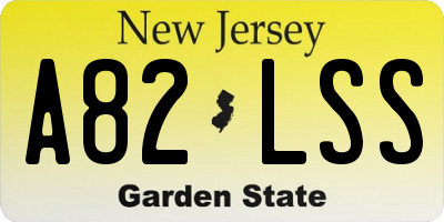 NJ license plate A82LSS