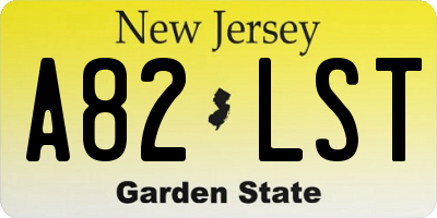 NJ license plate A82LST