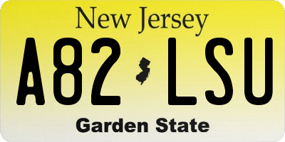 NJ license plate A82LSU