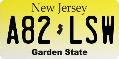 NJ license plate A82LSW