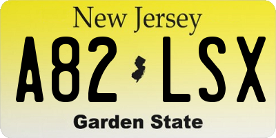 NJ license plate A82LSX